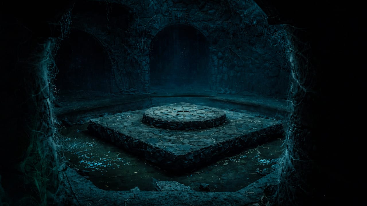 Underground chamber with ritualistic altar